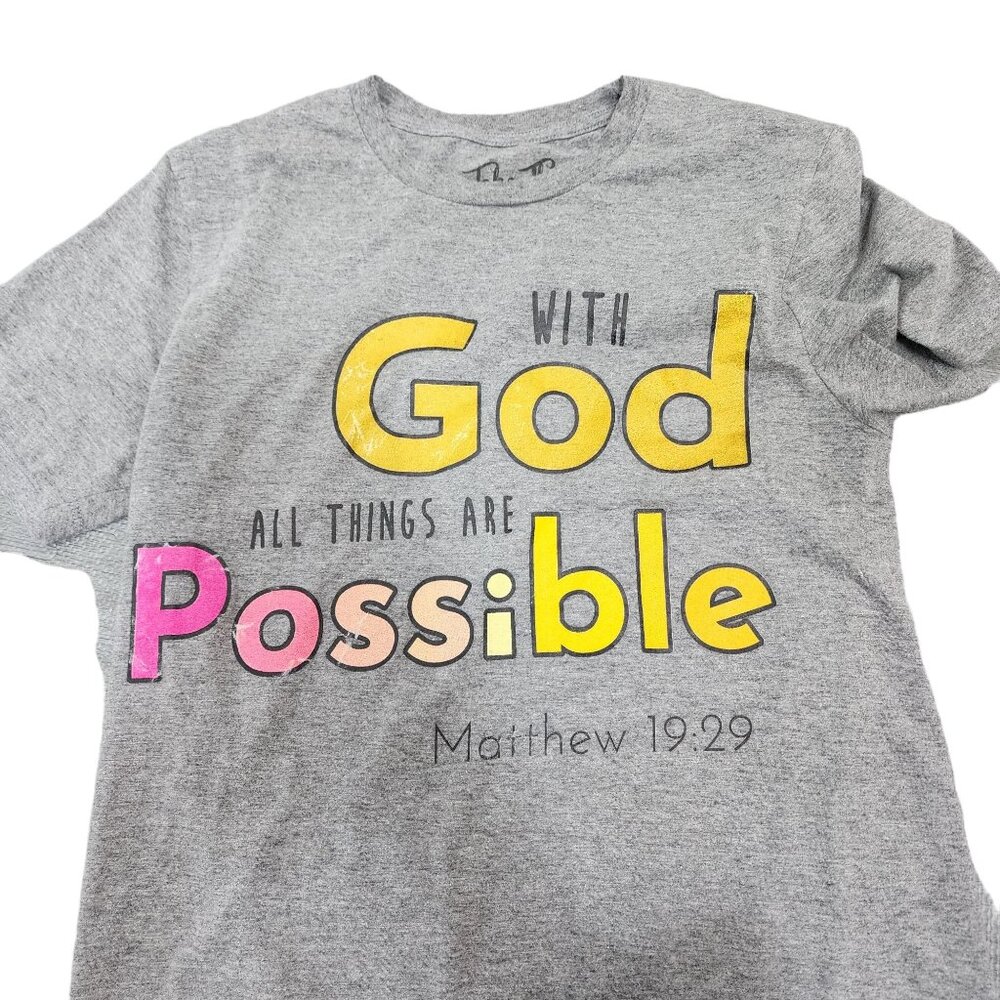 Bailey Apparel #Take That All Things Are Possible with God T-Shirt Medium Grey